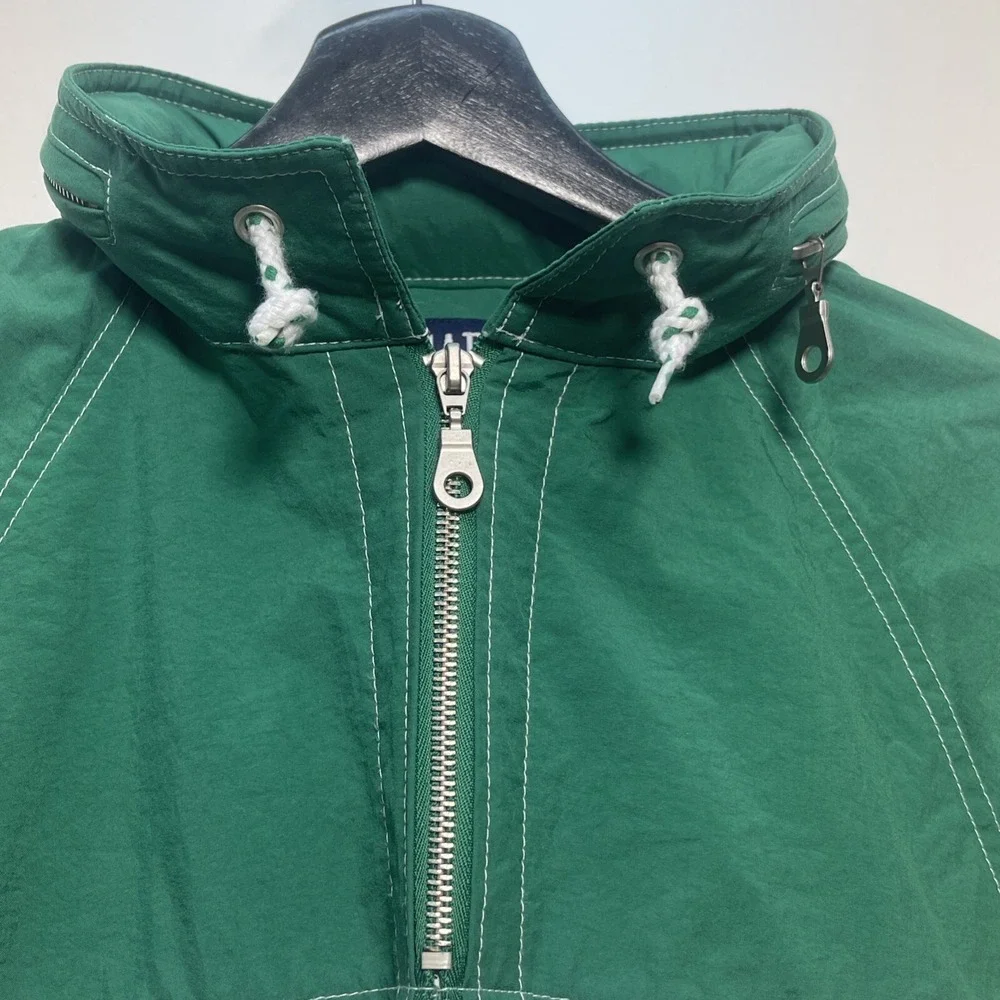 Gap Kids Sailing Style Nautical Windbreaker Green White Stripe XL Lightweight